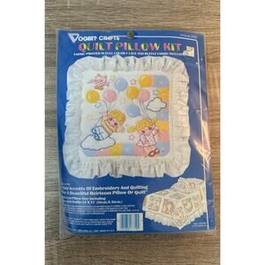 Vintage Quilt Pillow Kit Craft Lace Ruffle Balloons Pastel Bedroom Bedding White